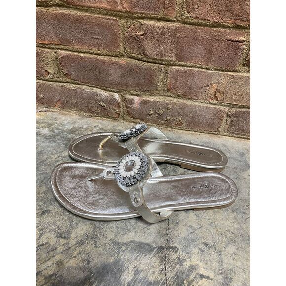 Lindsay Phillips Silver Rosie Switch Flops Flip Flops Size 10 - Picture 4 of 8